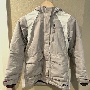 Lands End Girls Squall Fleece Lined Waterproof Winter Parka in Silver